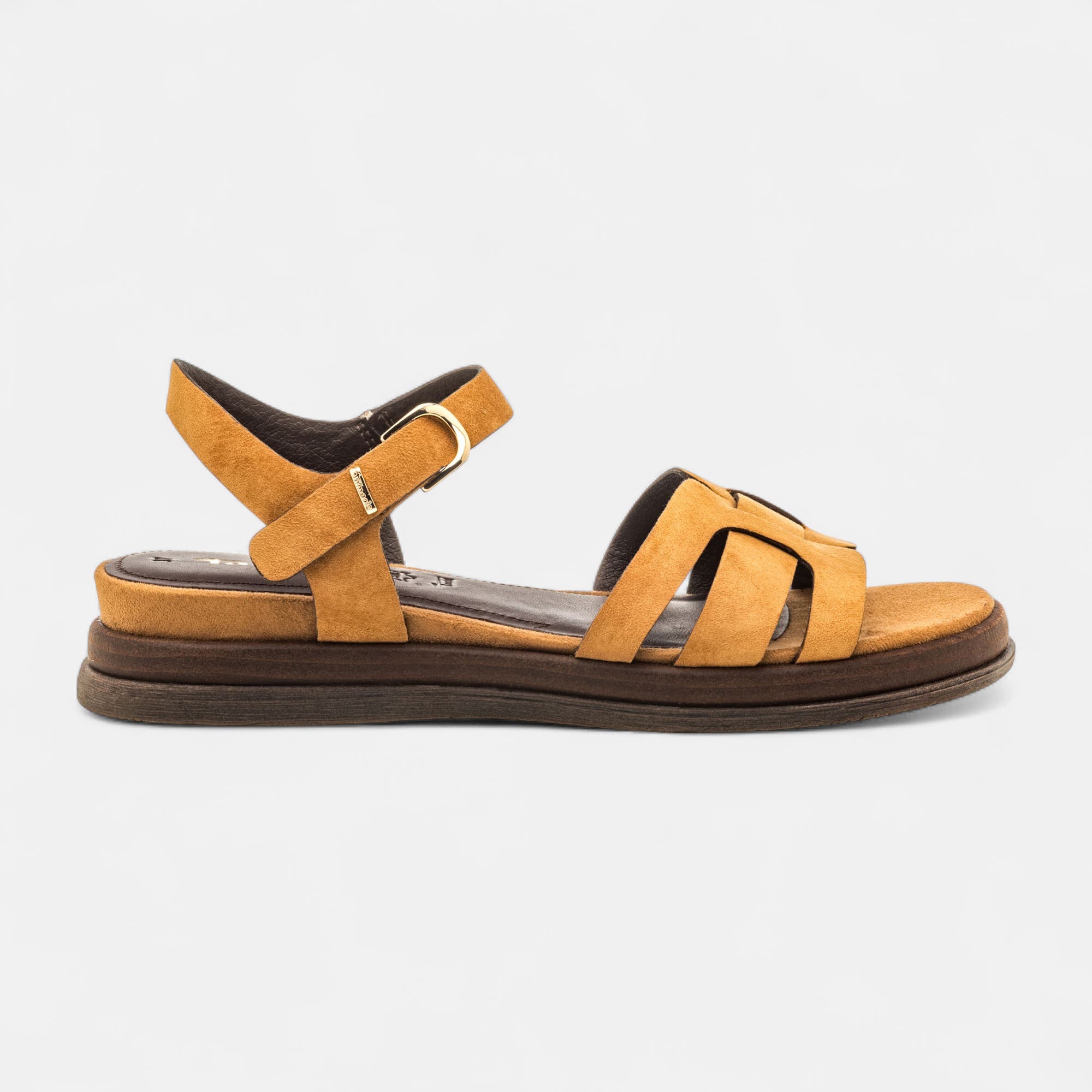 Nu-pieds Femme en cuir cognac