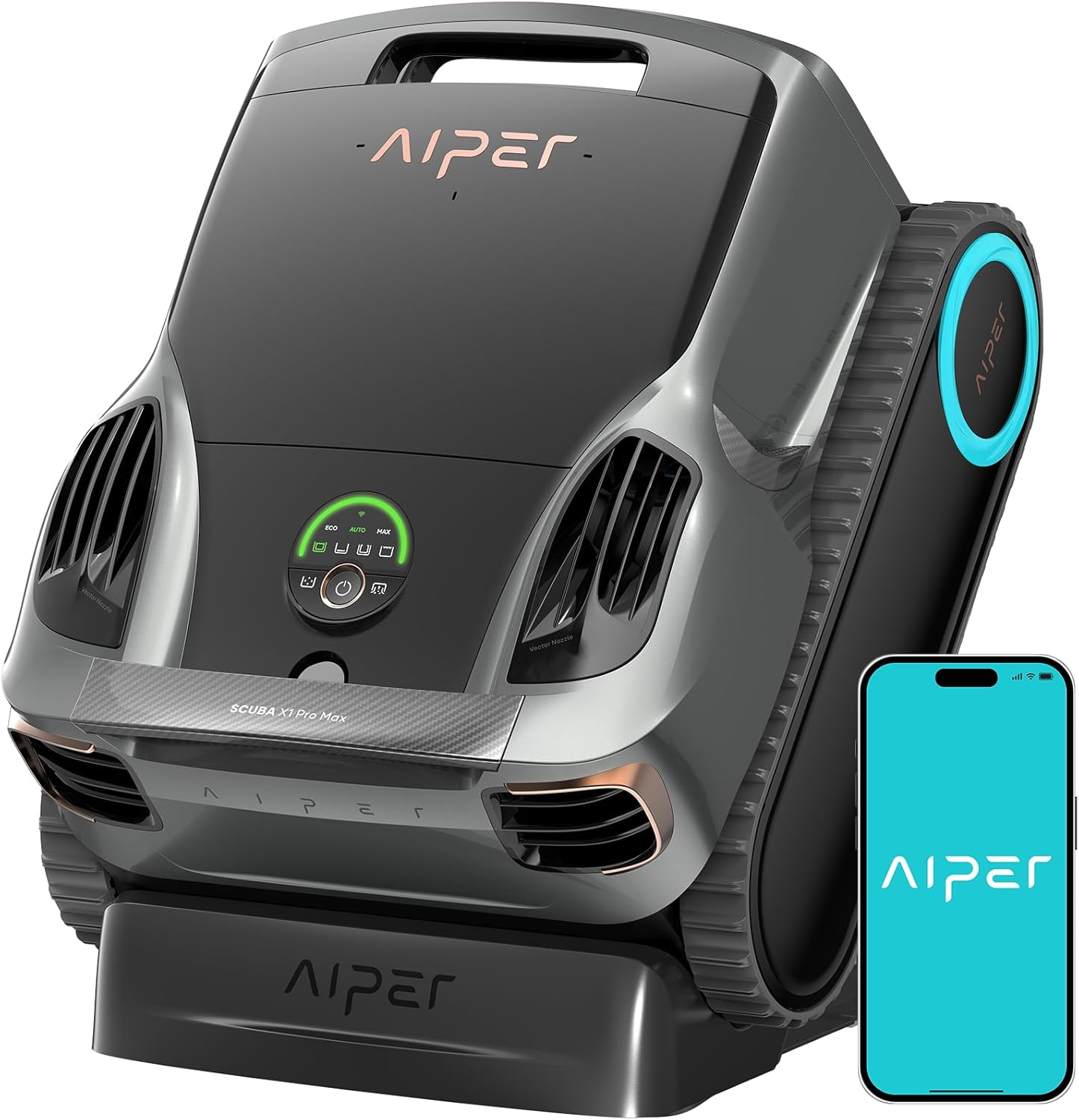 AIPER Scuba X1 Pro Max Poolroboter Boden und Wand, 360° Mapping, Adaptive Routenplanung, Wasserlinie, 32000 LPH Leistung, All-in-One Poolreiniger Akku für alle Eingelassenen Pools bis zu 300 ㎡
