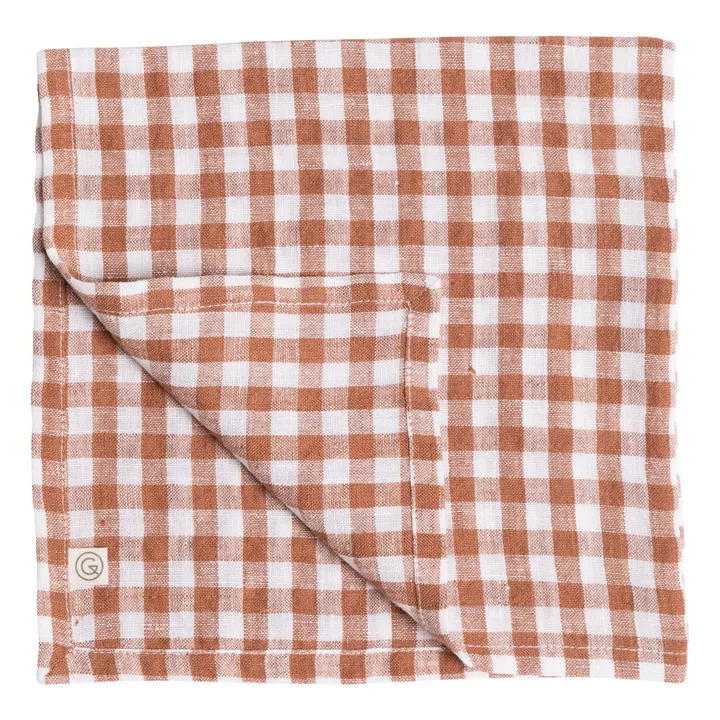 Gabrielle Paris Serviette de table en lin lavé vichy | Rouge brique