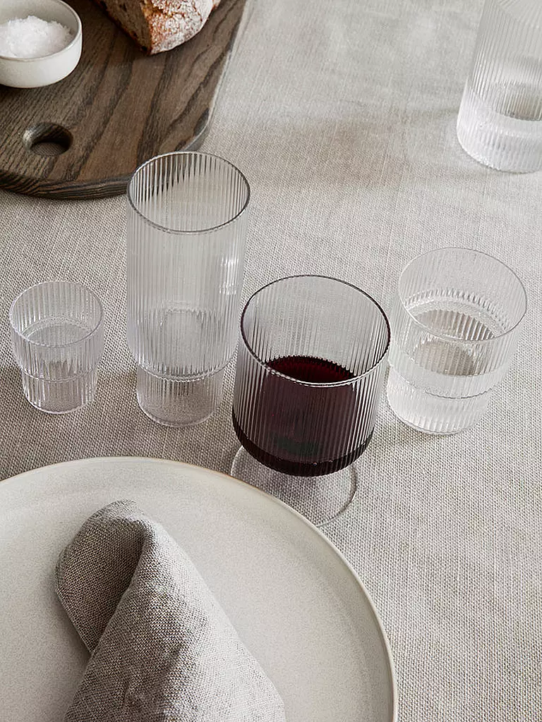 FERM LIVING Glas 4er Set RIPPLE Clear transparent