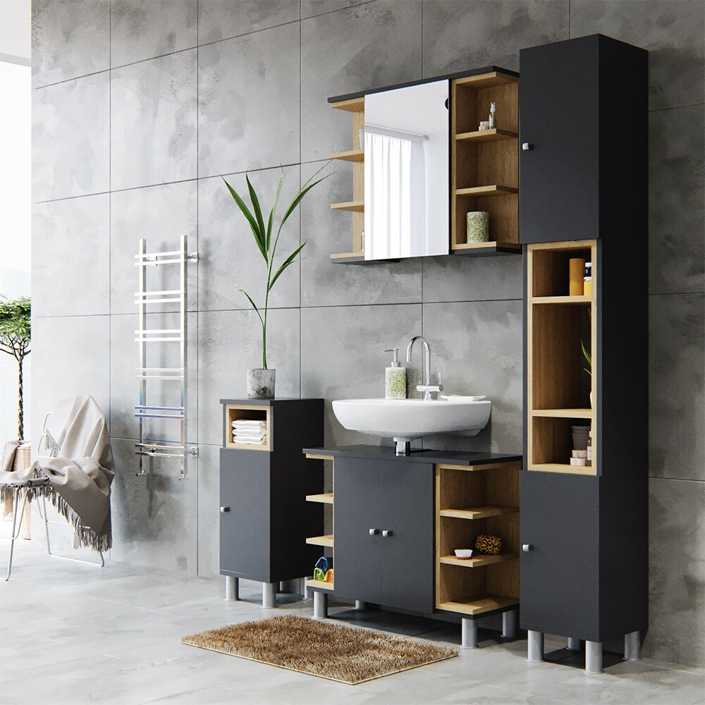 Vicco Beistellschrank Aquis Midischrank Badezimmerschrank Badschrank Anthrazit