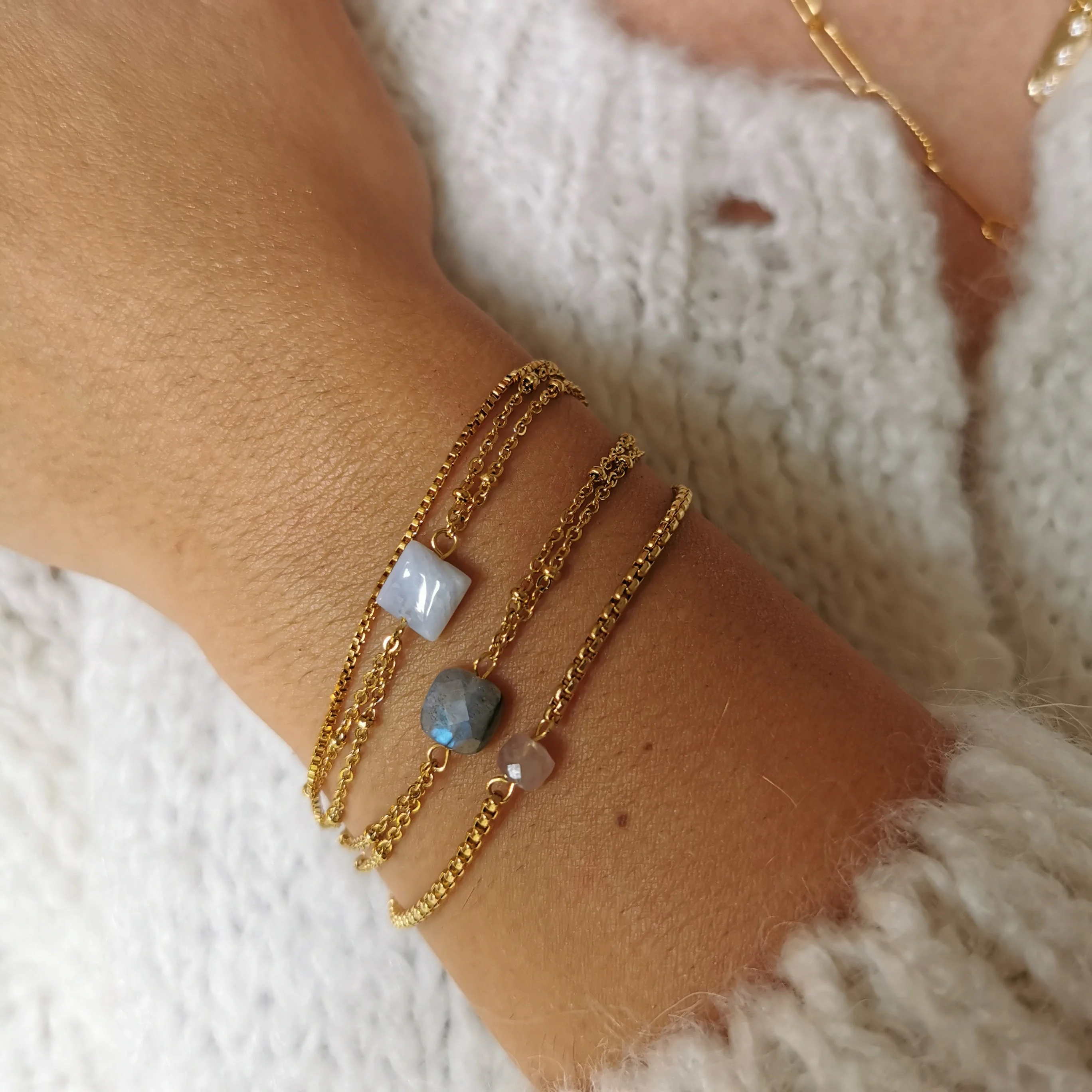 CLARA - Bracelet labradorite | Gris