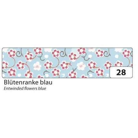 folia Washi-Tape Deko Klebeband Blütenranke blau, 15 mm x 10 m