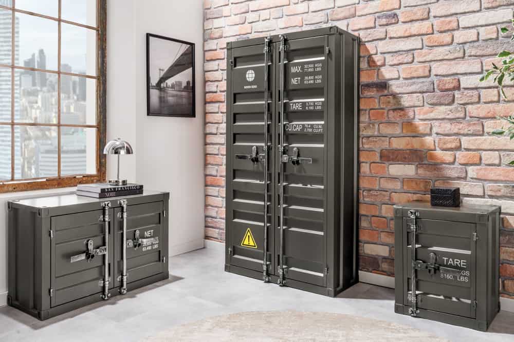 Container-Schrank GLOBETROTTER 140cm anthrazit Metall Aktenschrank Highboard