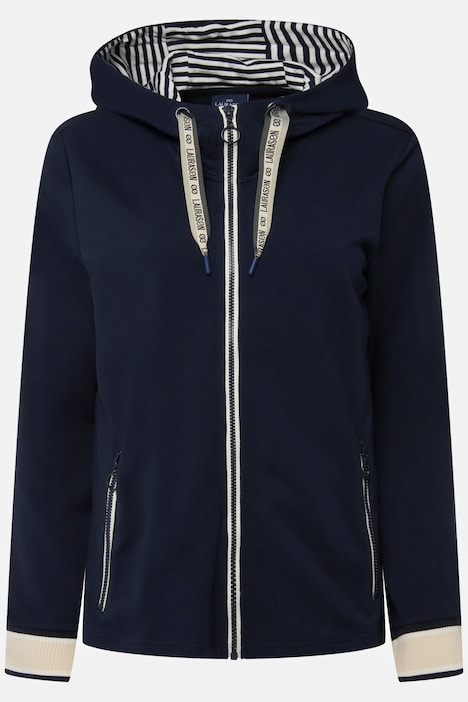 Sweatjacke, Kapuze, Zipper mit Statement Band