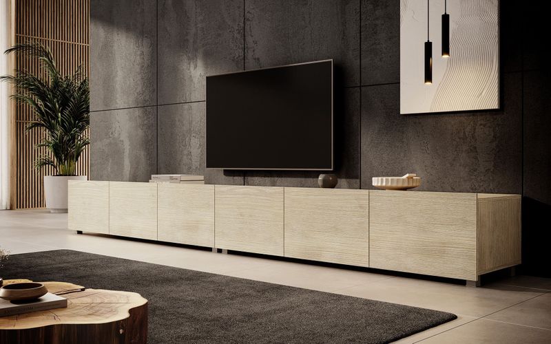 Meubella - TV-Meubel Calabas - Eiken - 6 Deuren - 300 cm
