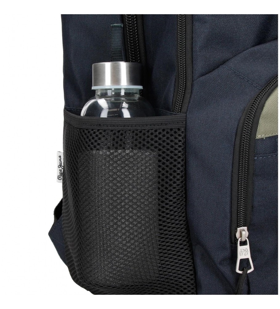Mochila Pepe Jeans Cromwell com dois compartimentos, 45 cm, com rodinhas pretas.