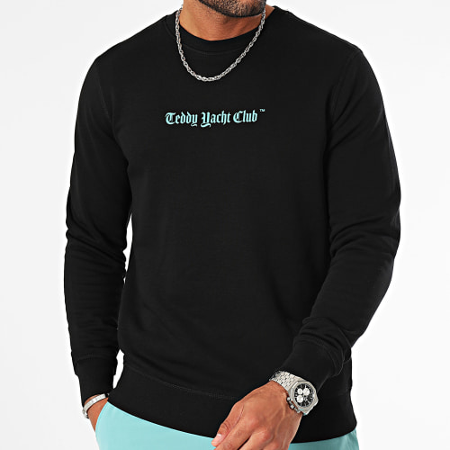 Sweat Crewneck Art Series Dripping Noir Turquoise