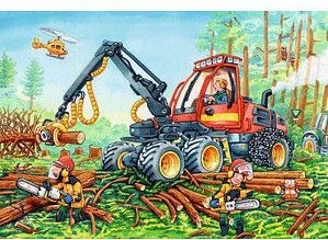Ravensburger - Kinderpuzzel - 2 x 24 Stukken - Bagger en Waldtraktor - 26 x 18 cm