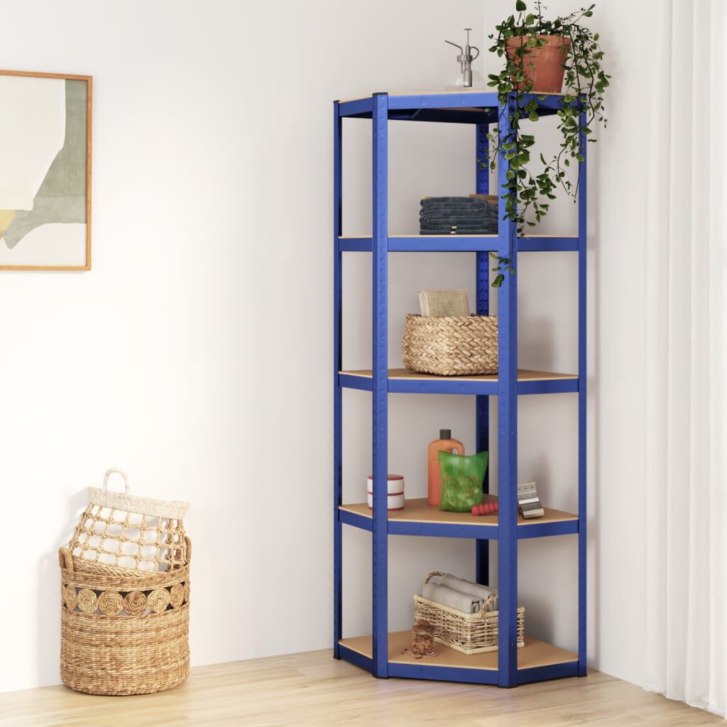 vidaXL Hoekplank met 5 planken blauw houtmateriaal