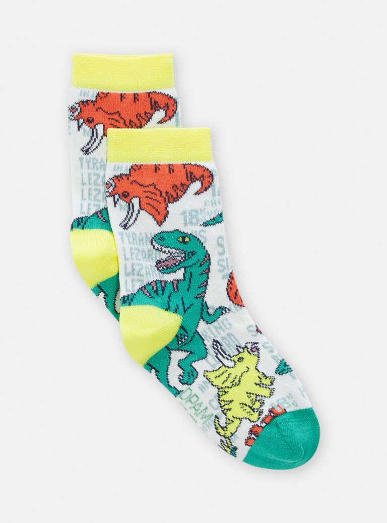 Chaussettes écrues à motif dinosaures pour garçon
