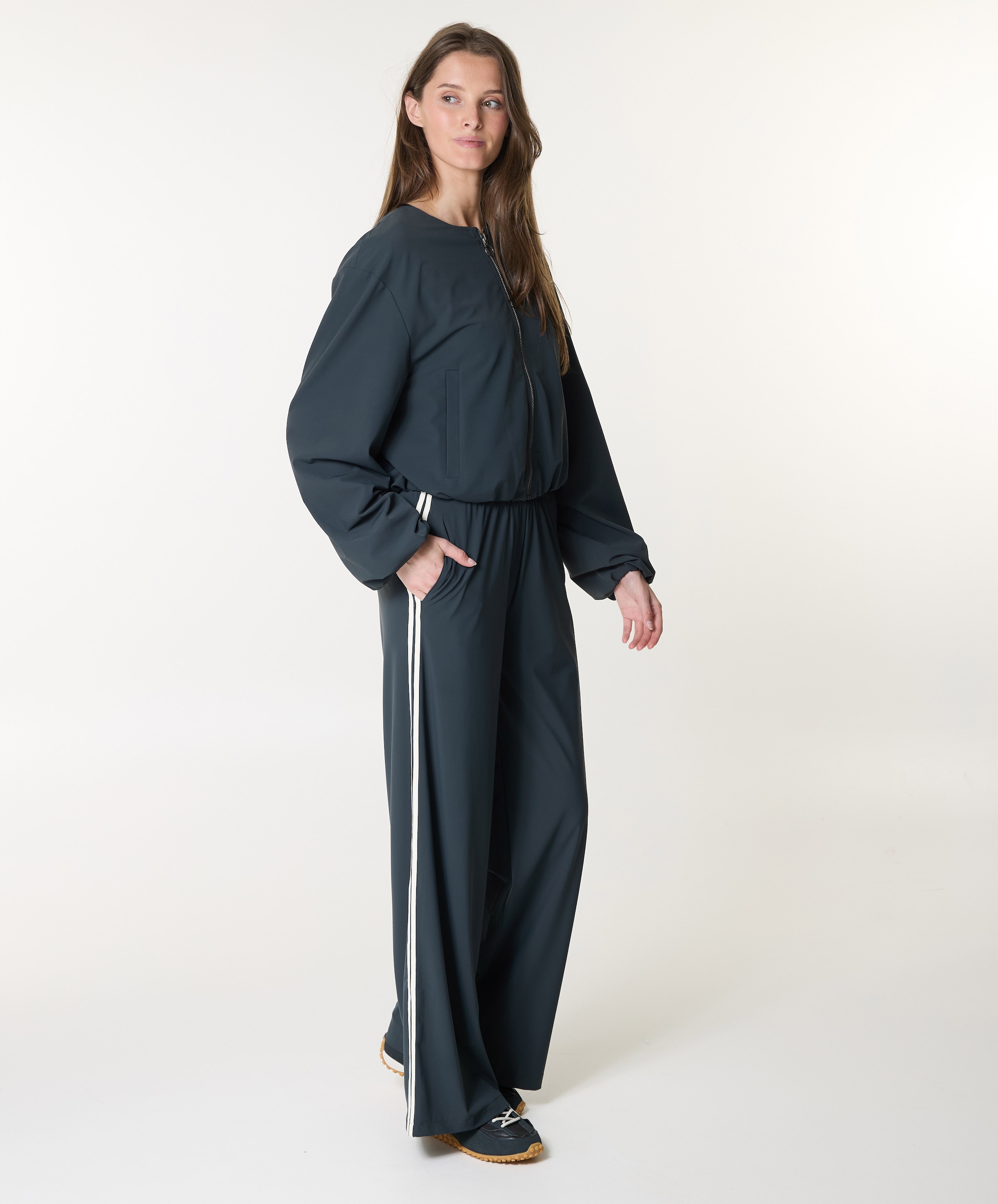 Penn & Ink N.Y. Trousers stripe dames broek grijs
