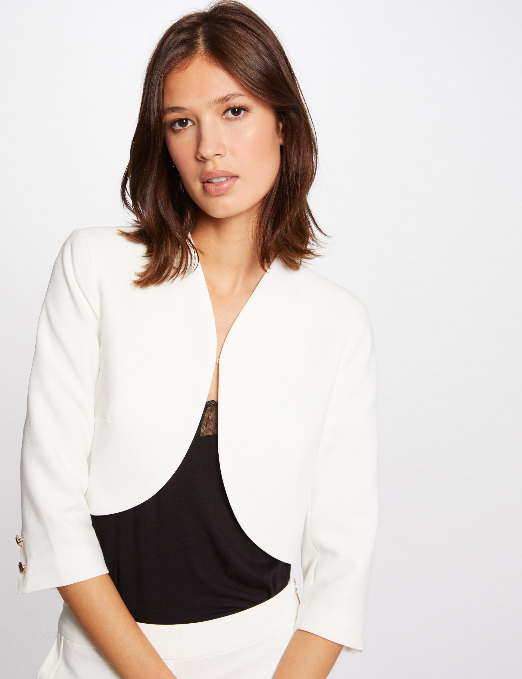 Veste droite manches 3/4 ecru femme - ecru