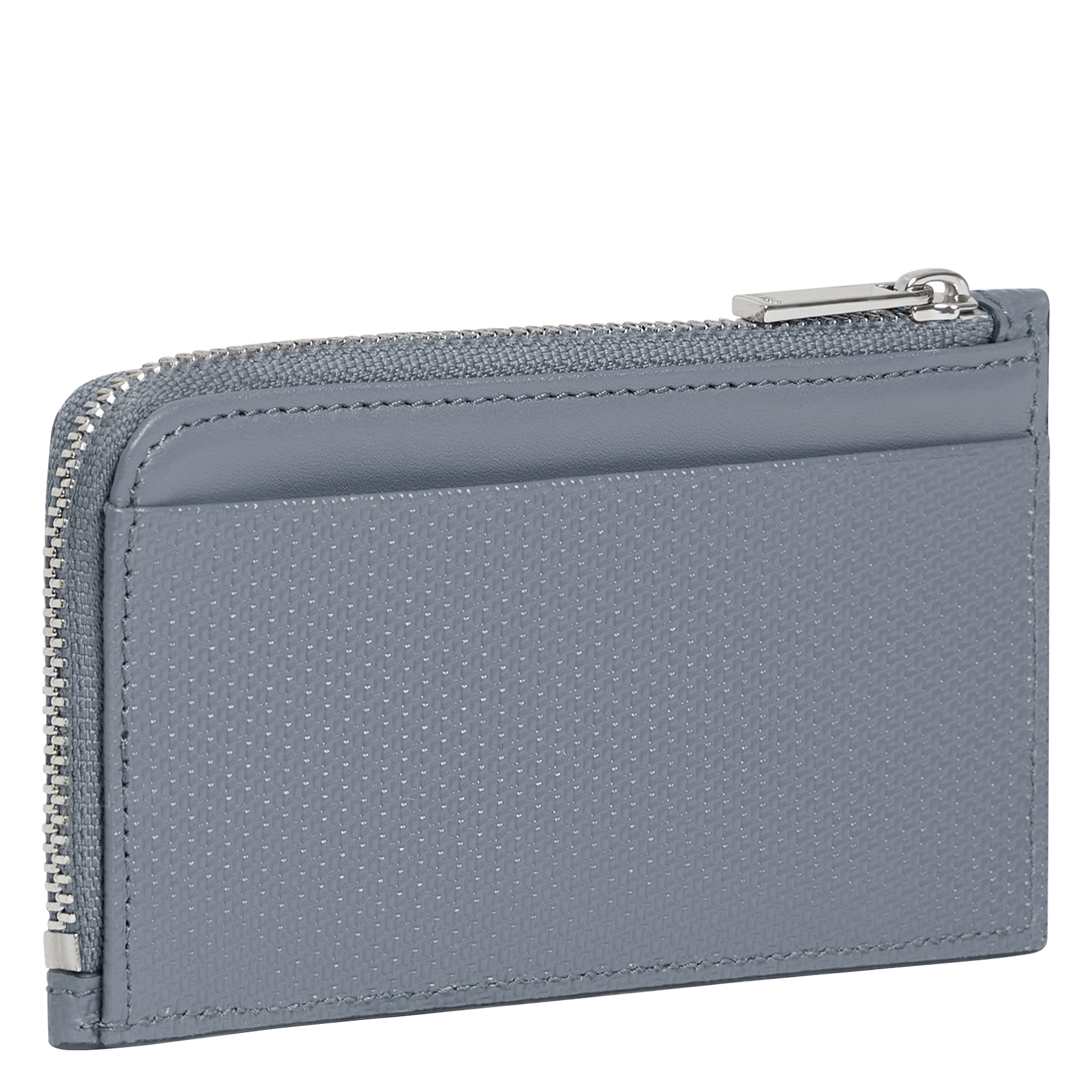 EMILE - Porte carte zippé en cuir monogramme | Bleu