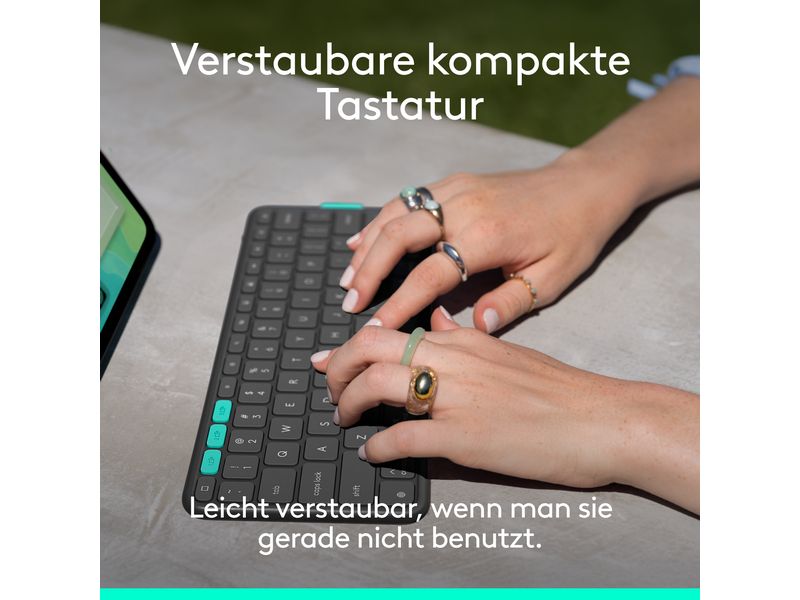 Logitech Tablet Tastatur Cover Flip Folio iPad Pro & Air13 Vielseitiges iPad Cover mit verstaubarer Tastatur