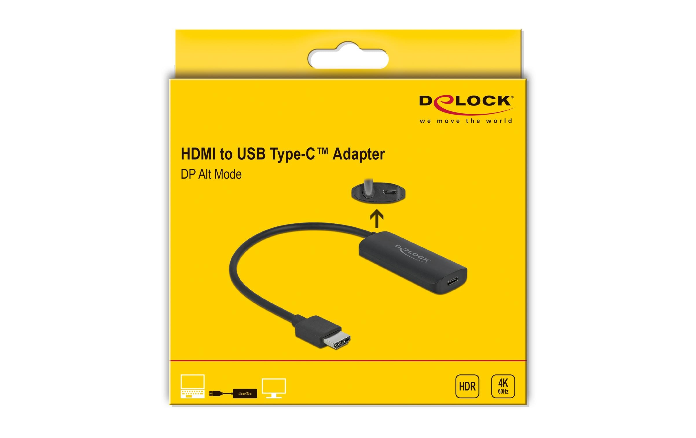 Konverter 4K/60Hz HDMI - USB Type-CDelock Adapter HDMI-A Stecker zu USB Type-C Buchse (DP Alt Mode) 4K 60 Hz