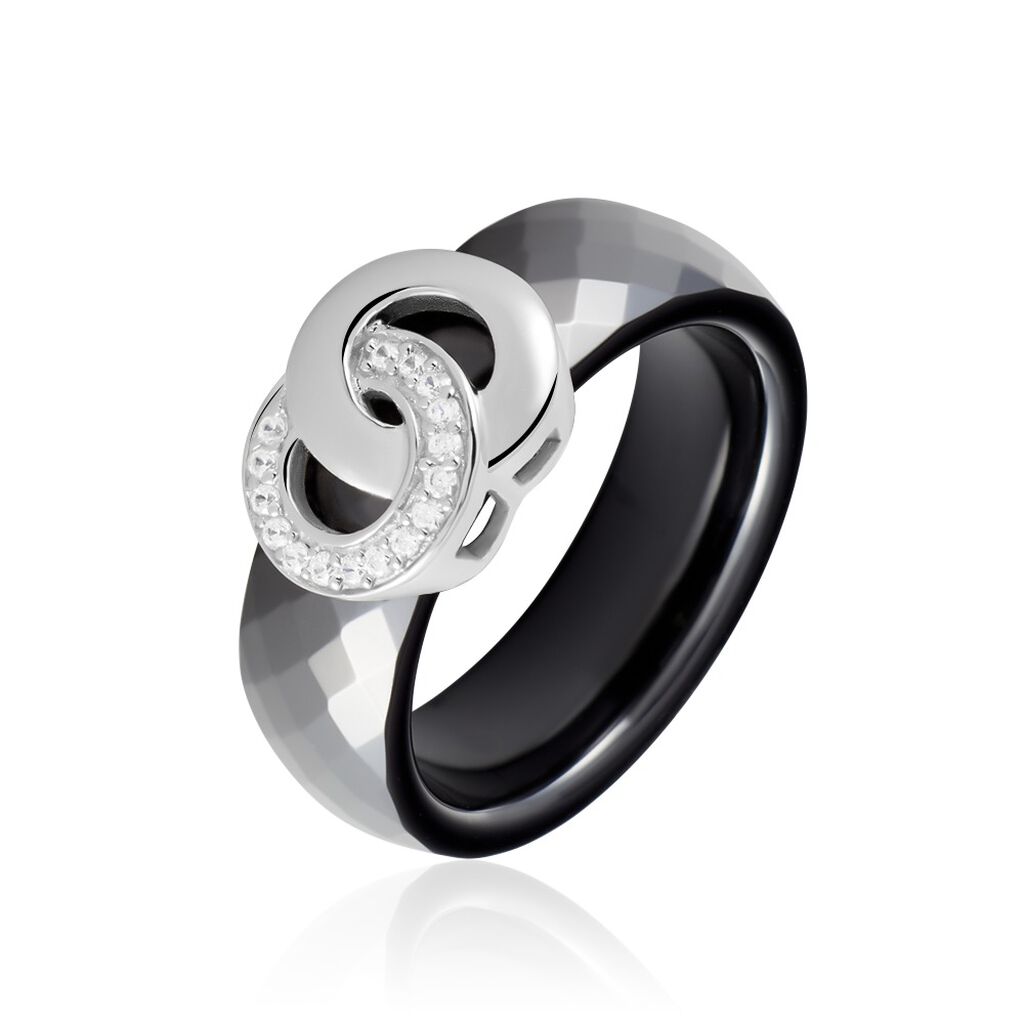 Bague Argent Blanc Valérie Oxyde De Zirconium Et Céramique