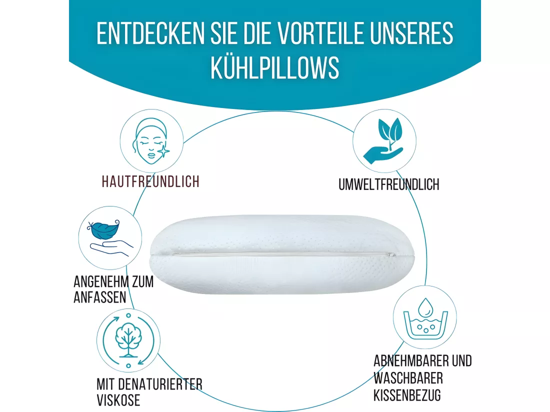 Oreiller Infusé au Gel Rafraîchissant - 60x40 Technologie de Refroidissement Avancée - ClimaConfort ICE