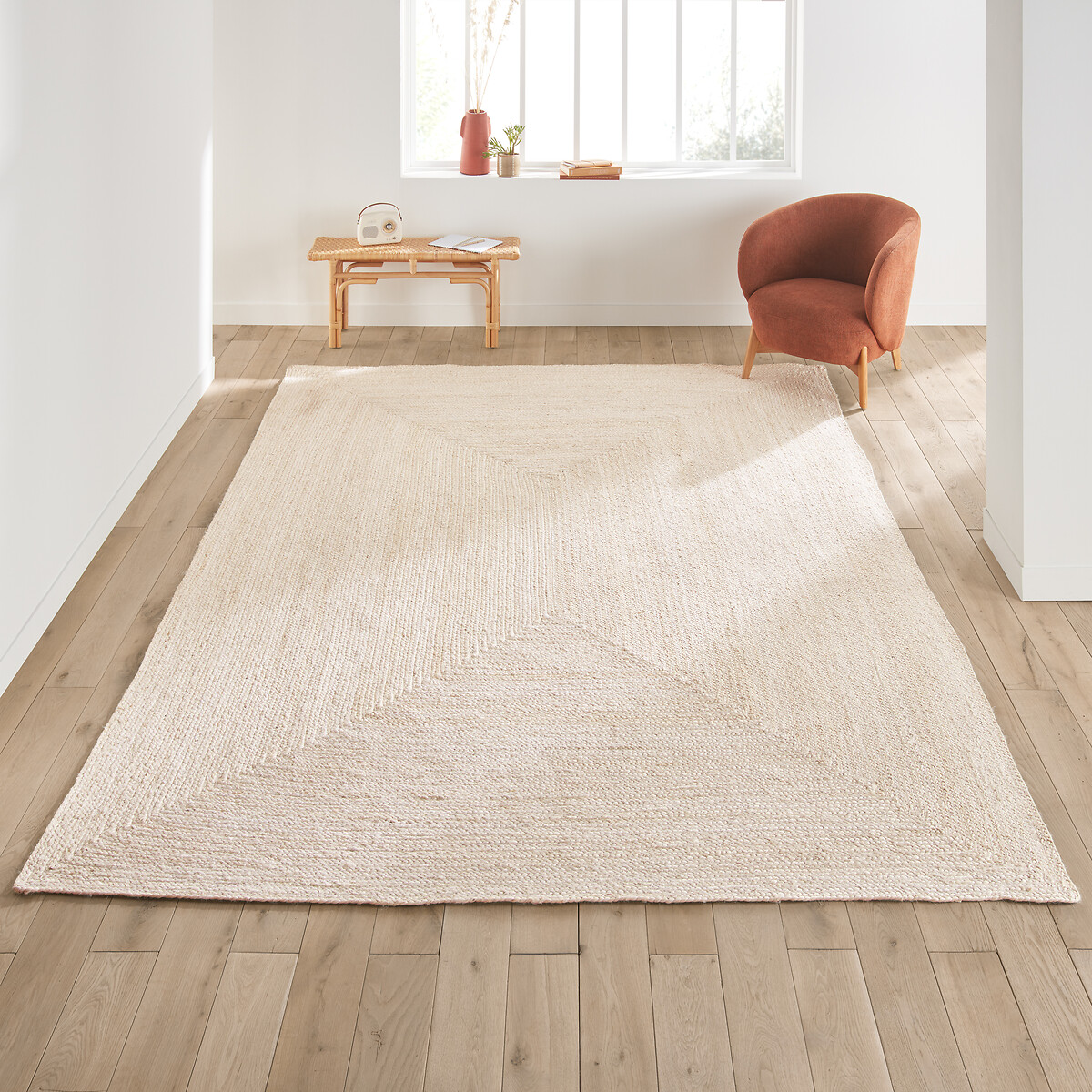 LA REDOUTE INTERIORS<br>Tapete retangular em juta branqueada tamanho XL, Aftas