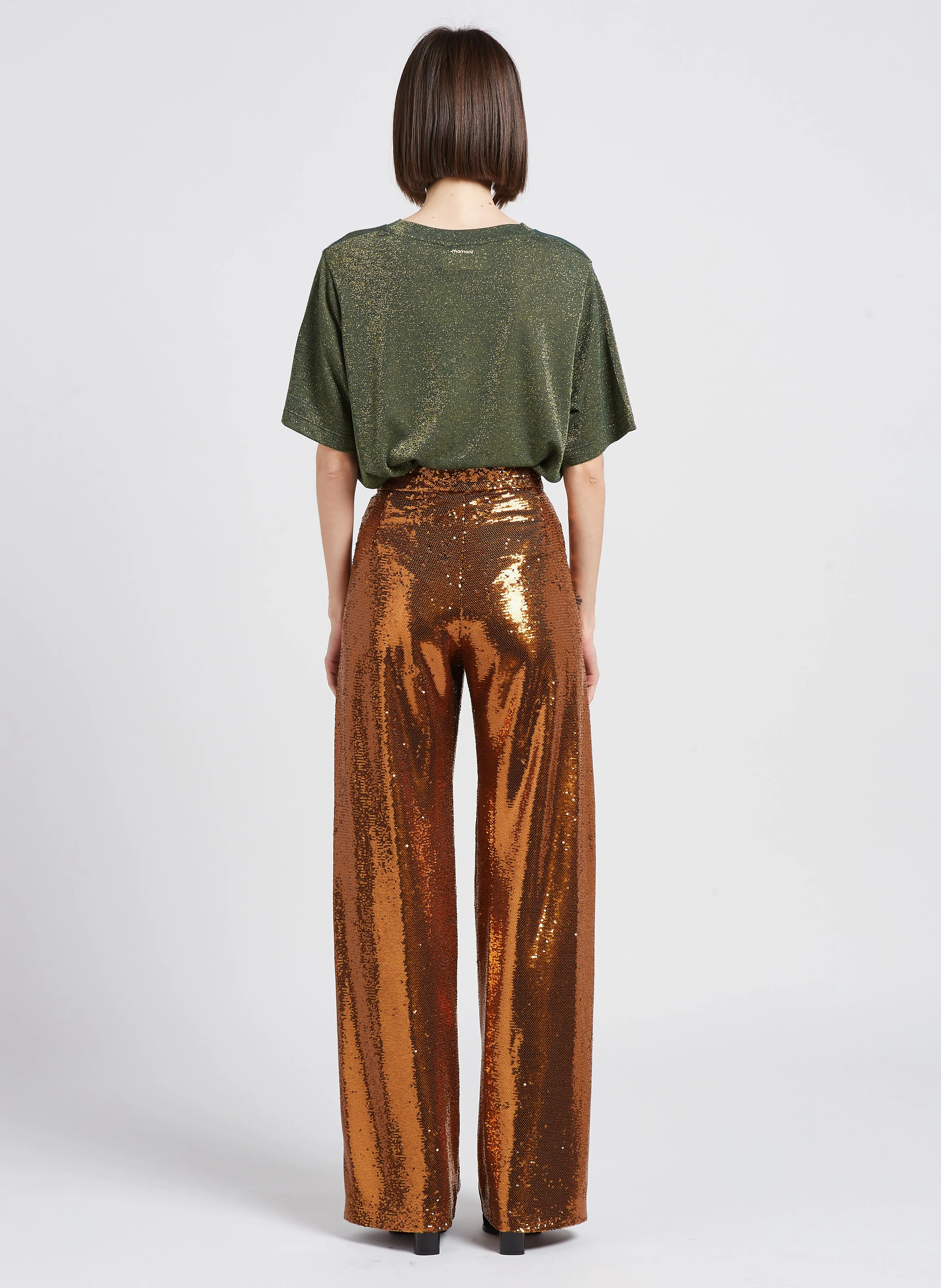 YOANN - Pantalon large à sequins | Marron