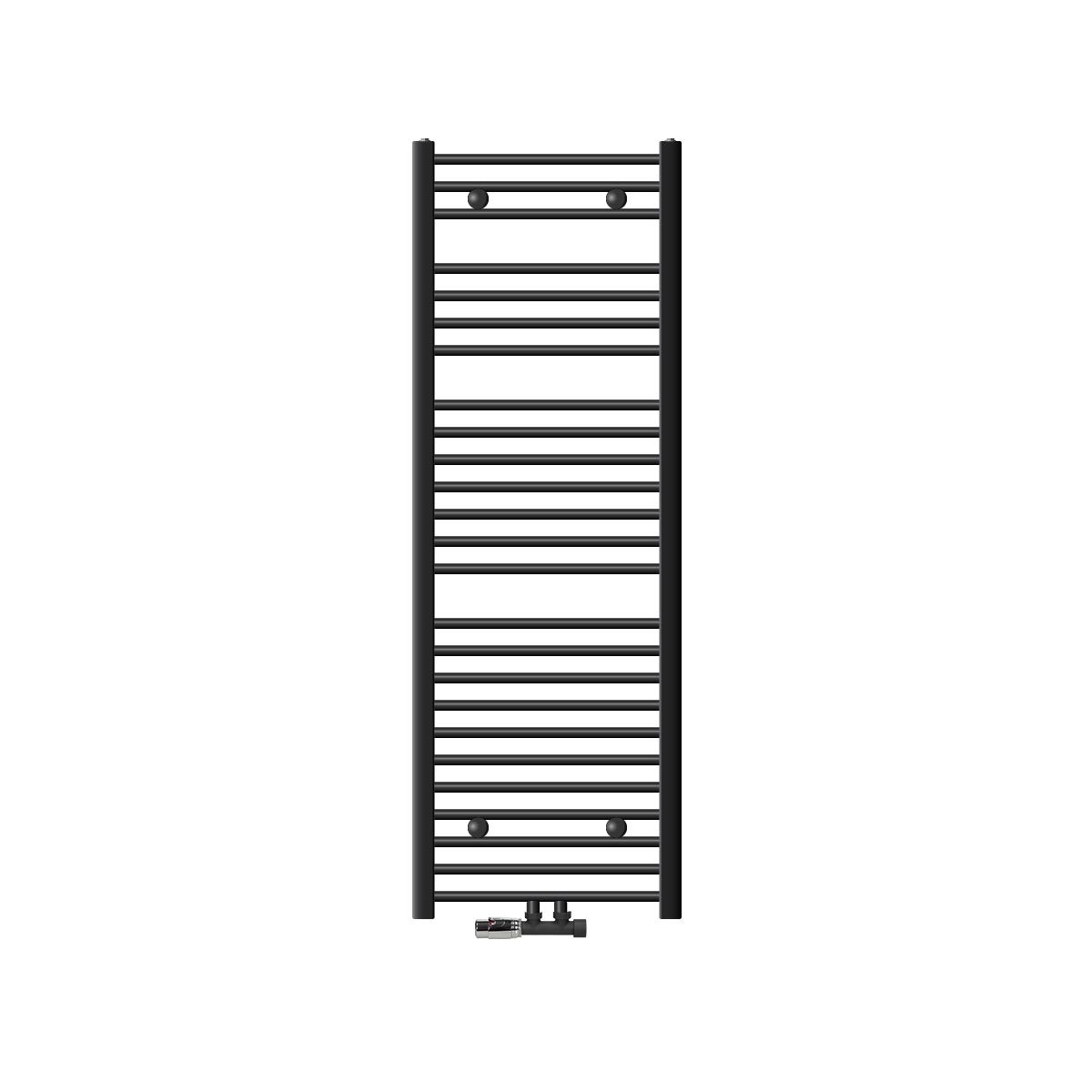 LuxeBath Sahara badkamerradiator 500x1500 mm antraciet recht met middenaansluiting incl. aansluitset met thermostaat, hoekmodel, wandaansluiting, radiator, handdoekdroger, handdoekradiator