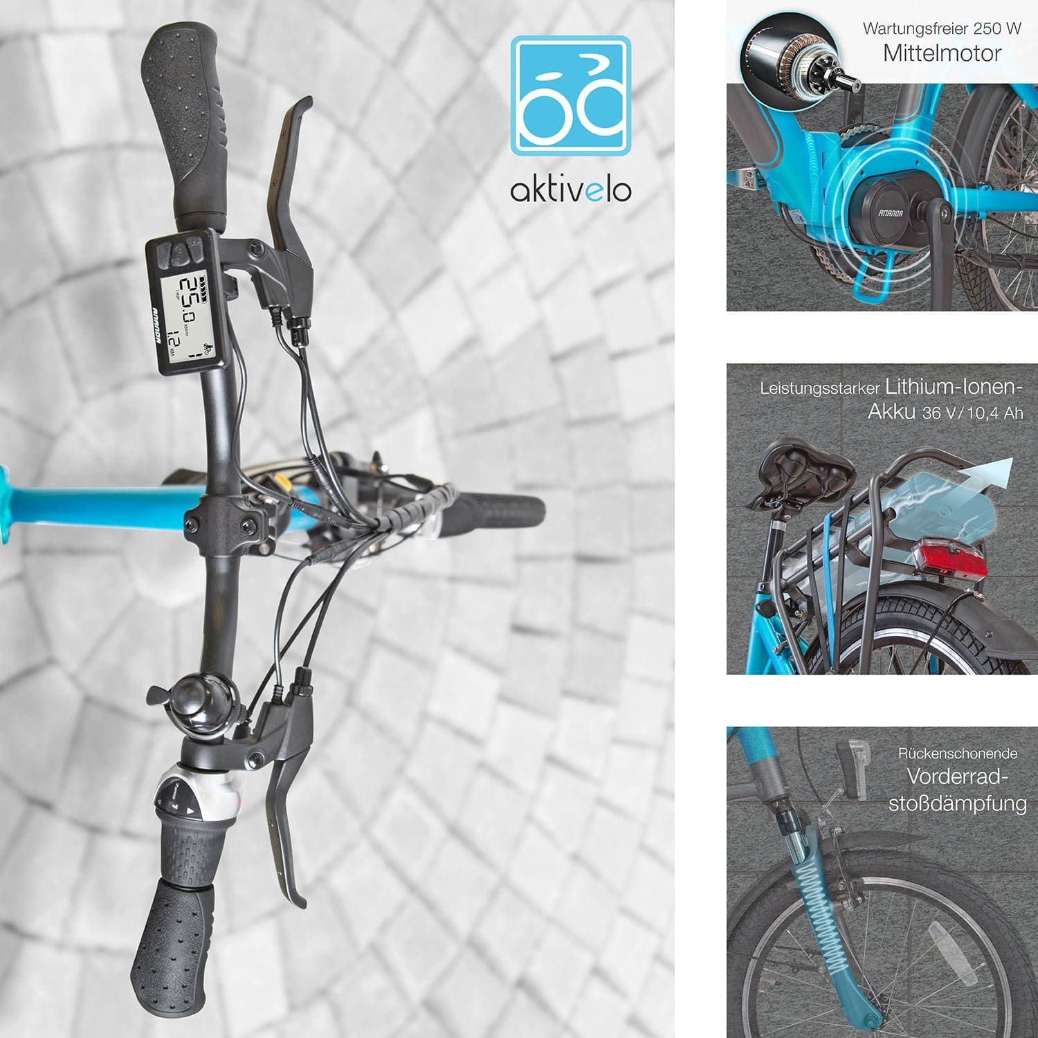 aktivelo Alu Elektro Faltrad Komfort,E Bike Elektrofahrrad 20