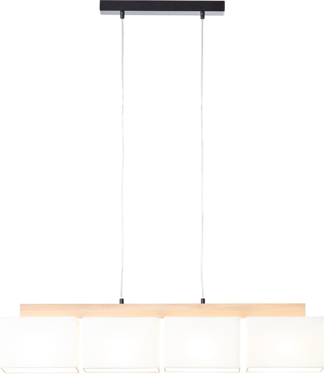 Brilliant Pendelleuchte »Rayan« E27 1 Stk. Stoffschirme, H 113 cm, B 95 cm, 4 x E27, eiche geölt/weiss