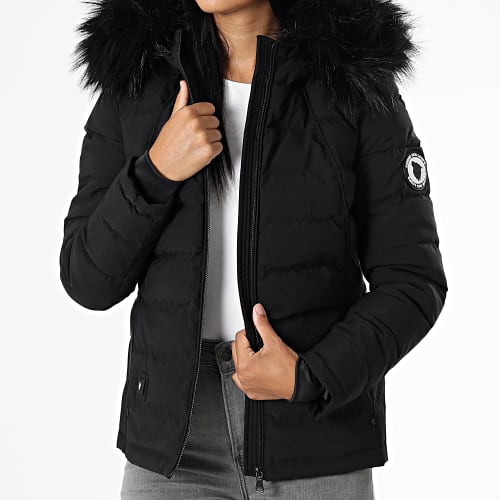 Doudoune Chauffante Capuche Fourrure Femme Budapest Noir