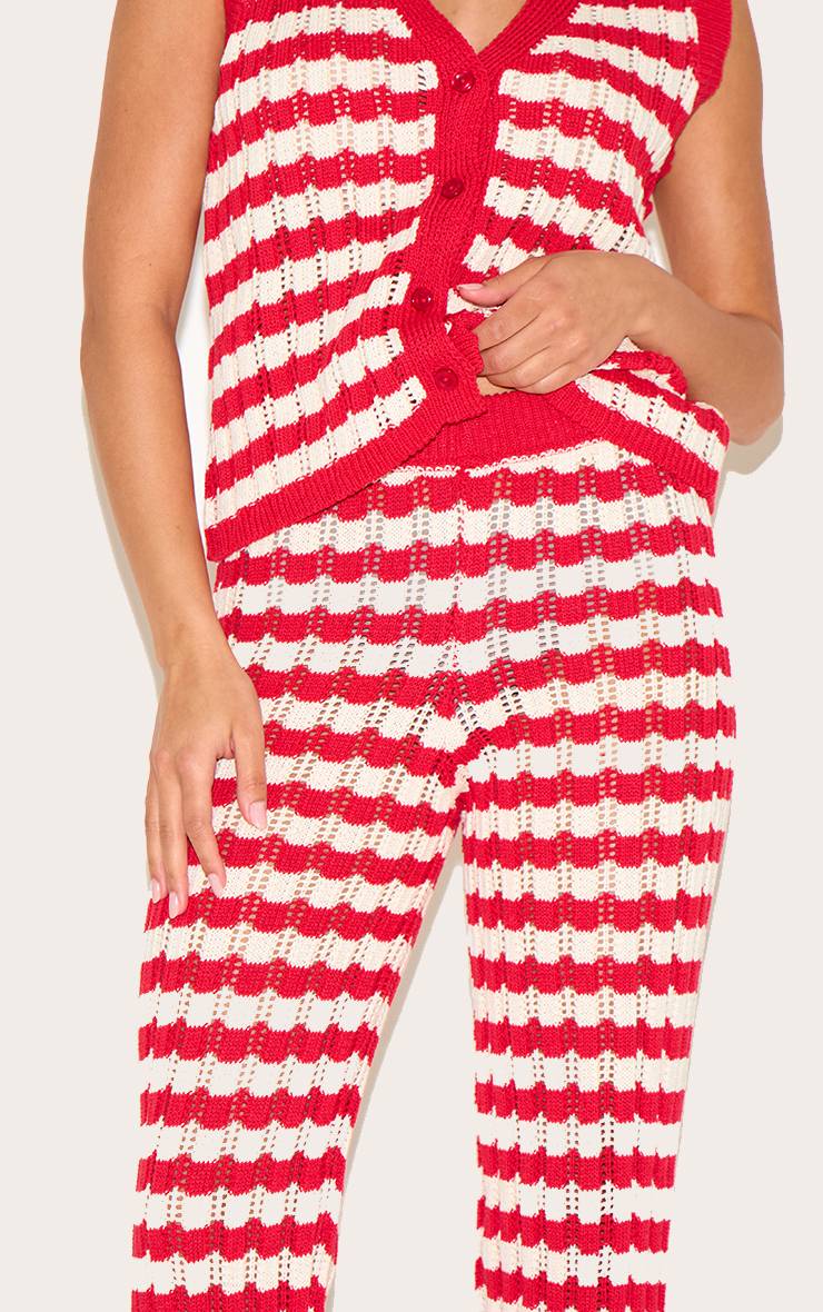Rouge Pantalon Tricoté Petite
