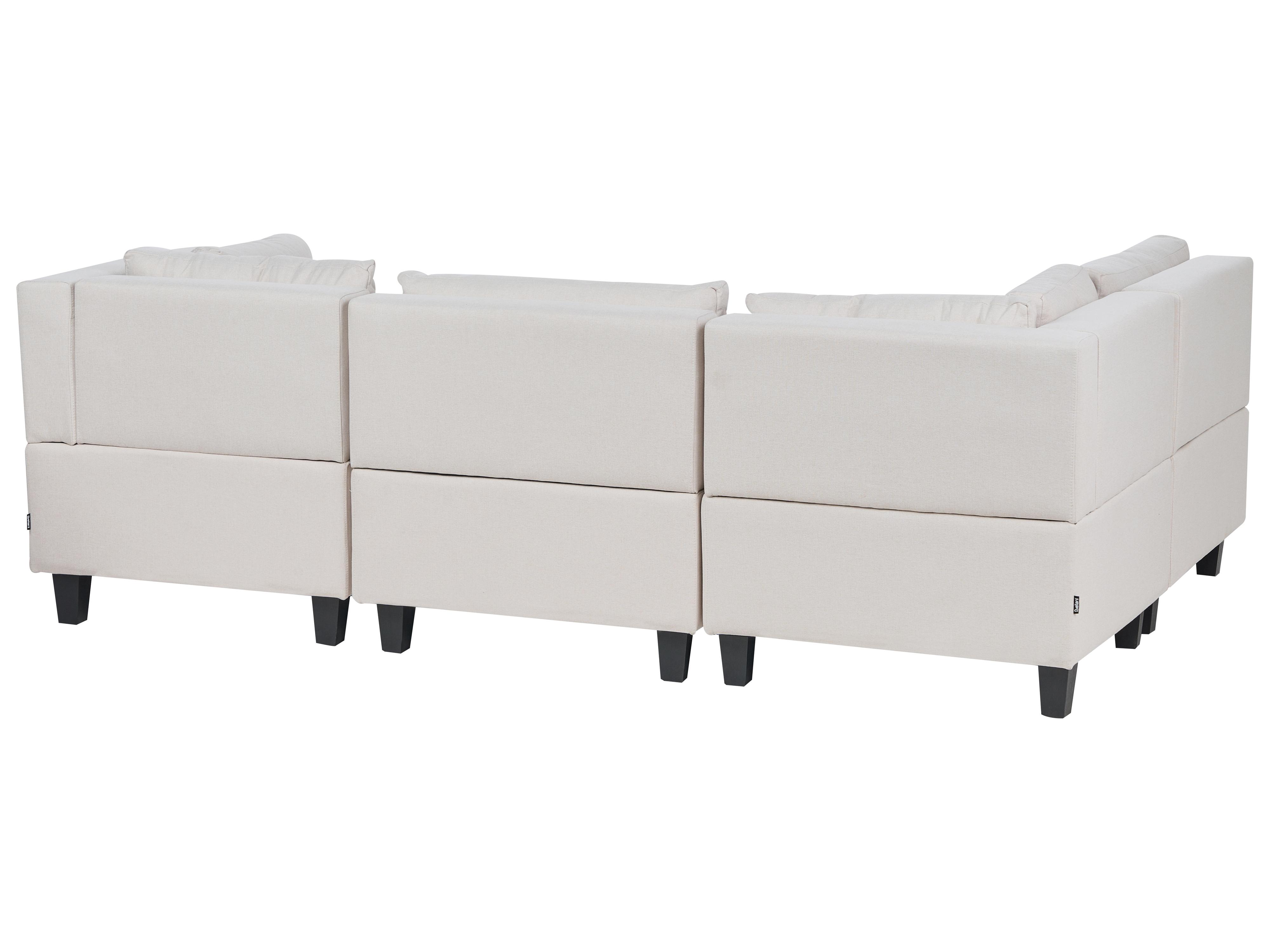 Modulaire hoekbank 4-zits UNSTAD Stof Lichtbeige met ottomaan rechtszijdig