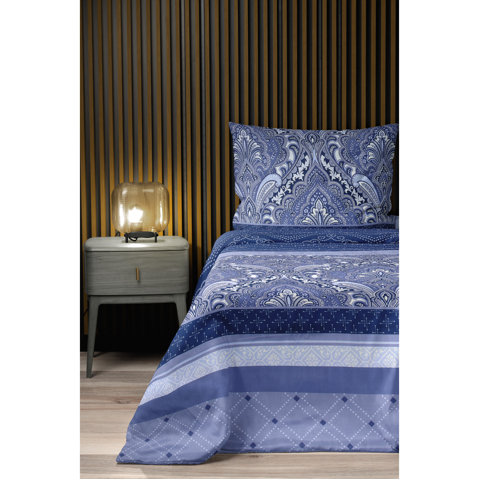 Bettwäsche Micro-Polyester orientalische Ornamente blau 160x210 65x100 Bettanzug Nord