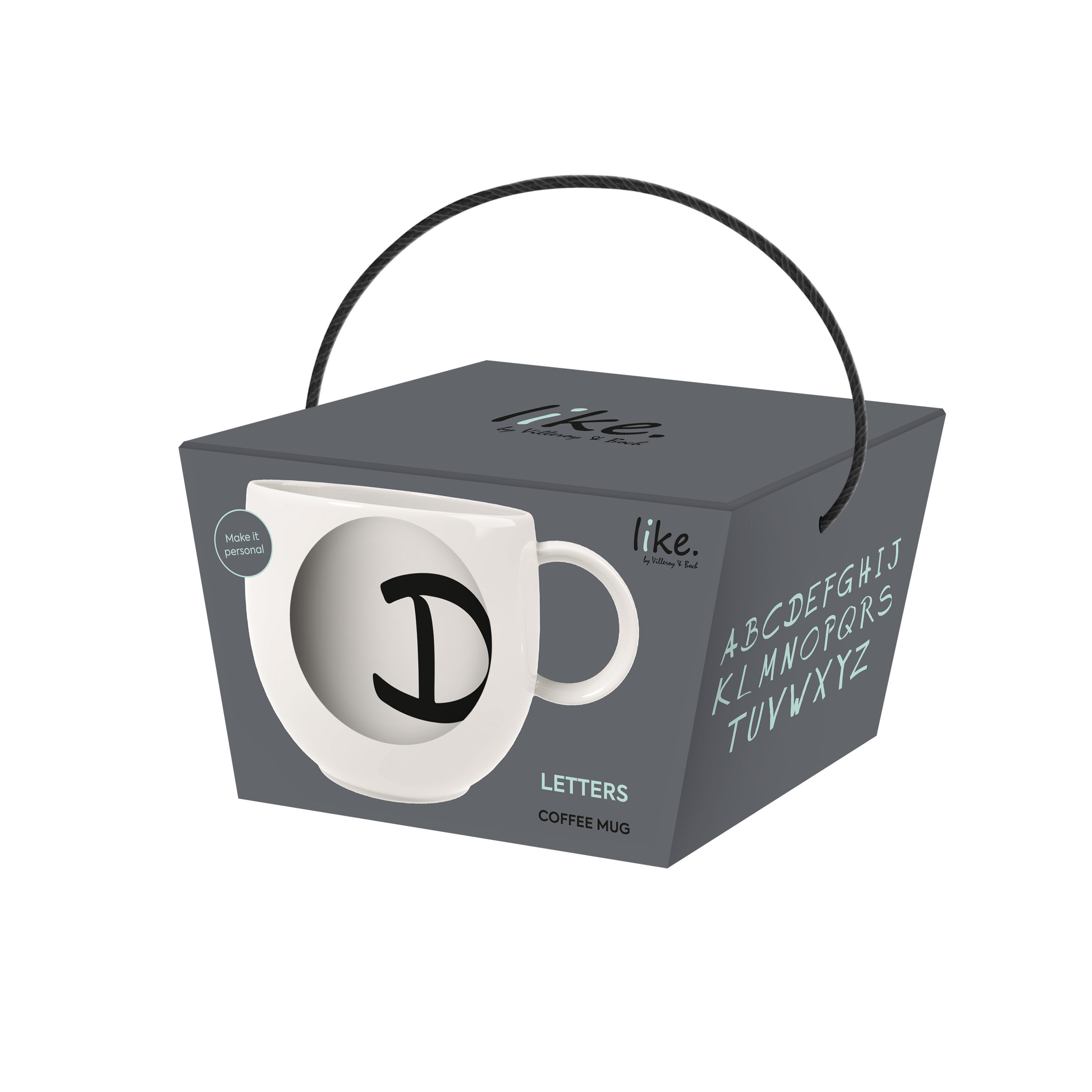 Letters Mug White, 9.9 oz, Premium Porcelain