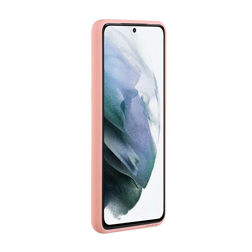 Samsung Galaxy S21 FE 5G Gummi Case Hülle mit Kartenfach - Rosa / Grün