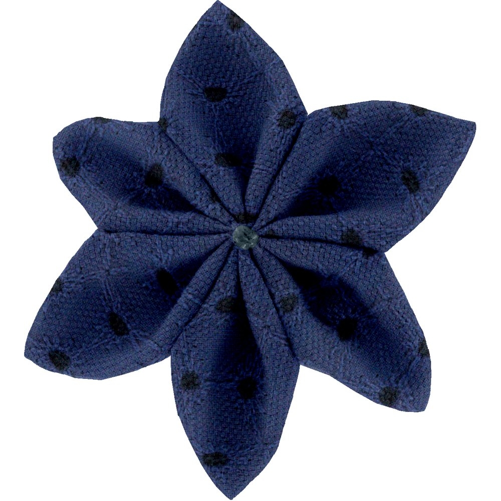 Barrette Fleur Étoile 4 Broderie Anglaise Marine