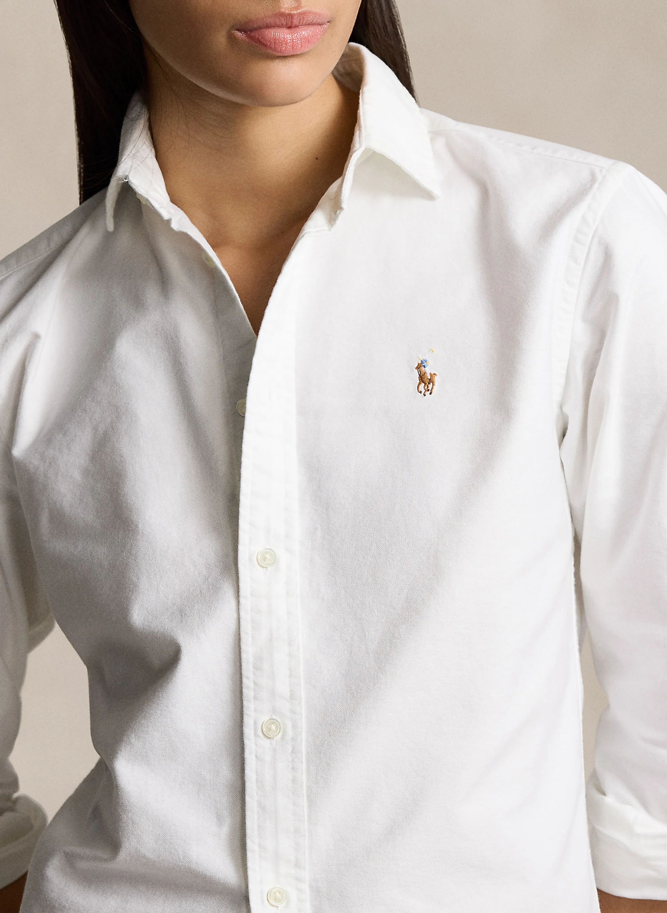 Chemise col classique rayée en coton | Blanc