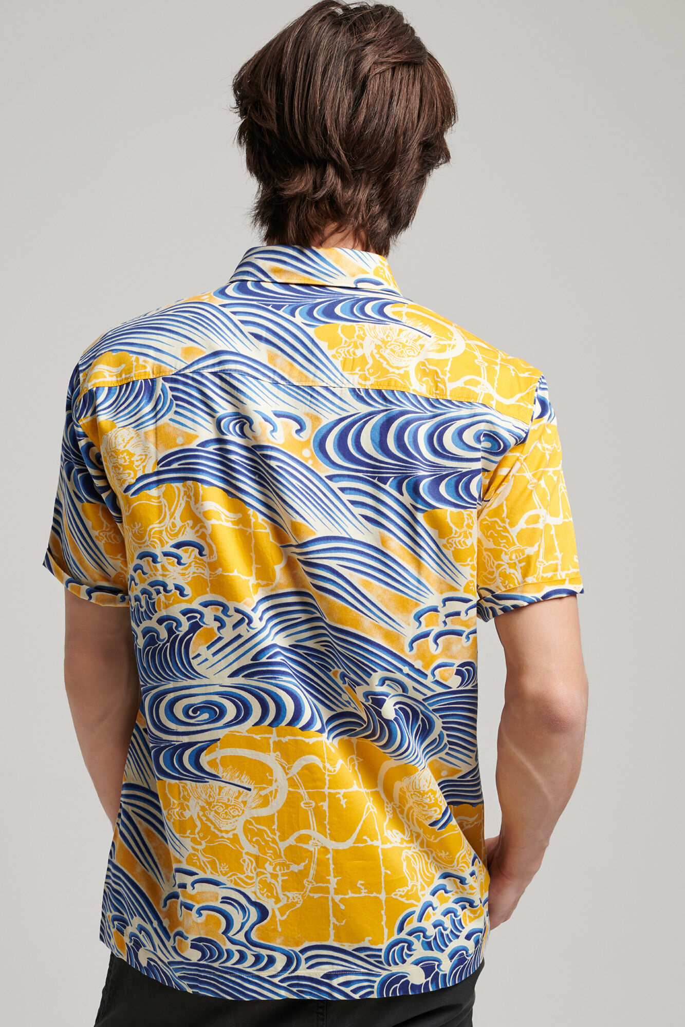 Camisa havaiana vintage de manga curta - Estampa amarela