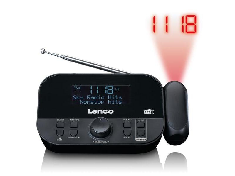 Lenco Radiowecker CR-615BK Schwarz DAB  und UKW-Radio mit Zeitprojektion