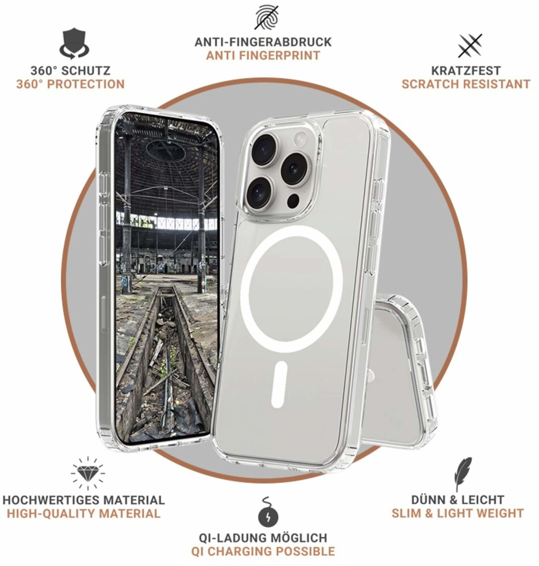 iPhone 16 Pro MagSafe Hybrid Hülle TPU Bumper   Acryl Rückseite Pankow (11092) - Transparent