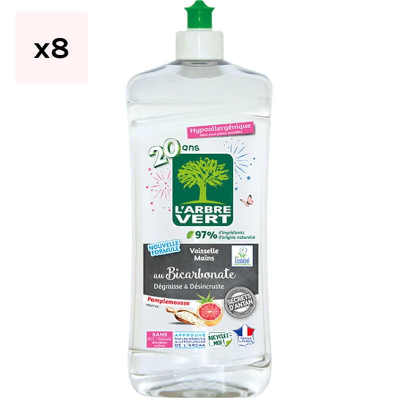 Liquides vaisselle mains - Bicarbonate & parfum - 8 x 750 ml