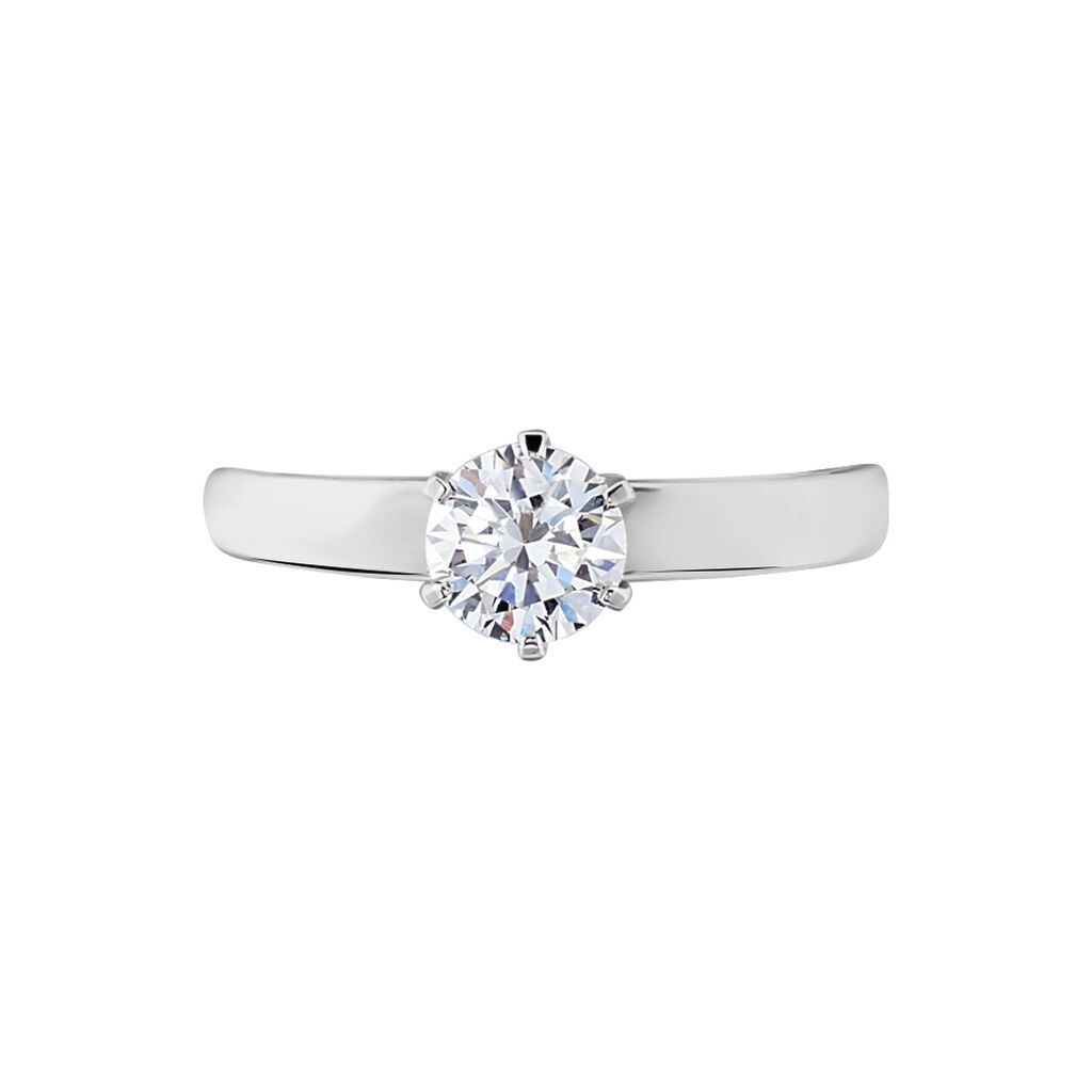 Bague Solitaire Natalia Or Blanc Diamant Synthetique