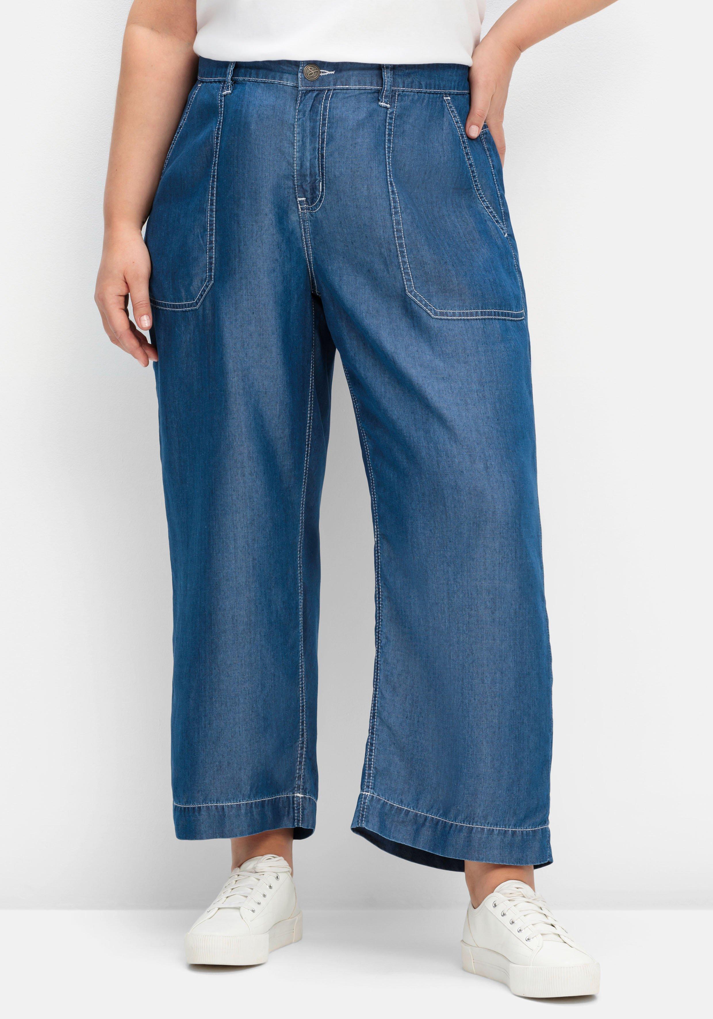 Weite Jeans aus  TENCEL™ Lyocell, mit Kontrastnähten