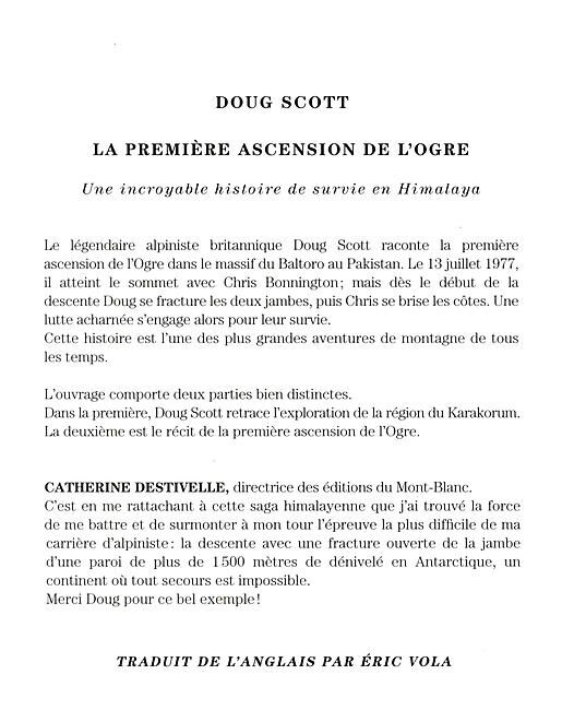EDITIONS DU MONT BLANC - LA PREMIERE ASCENSION DE L OGRE