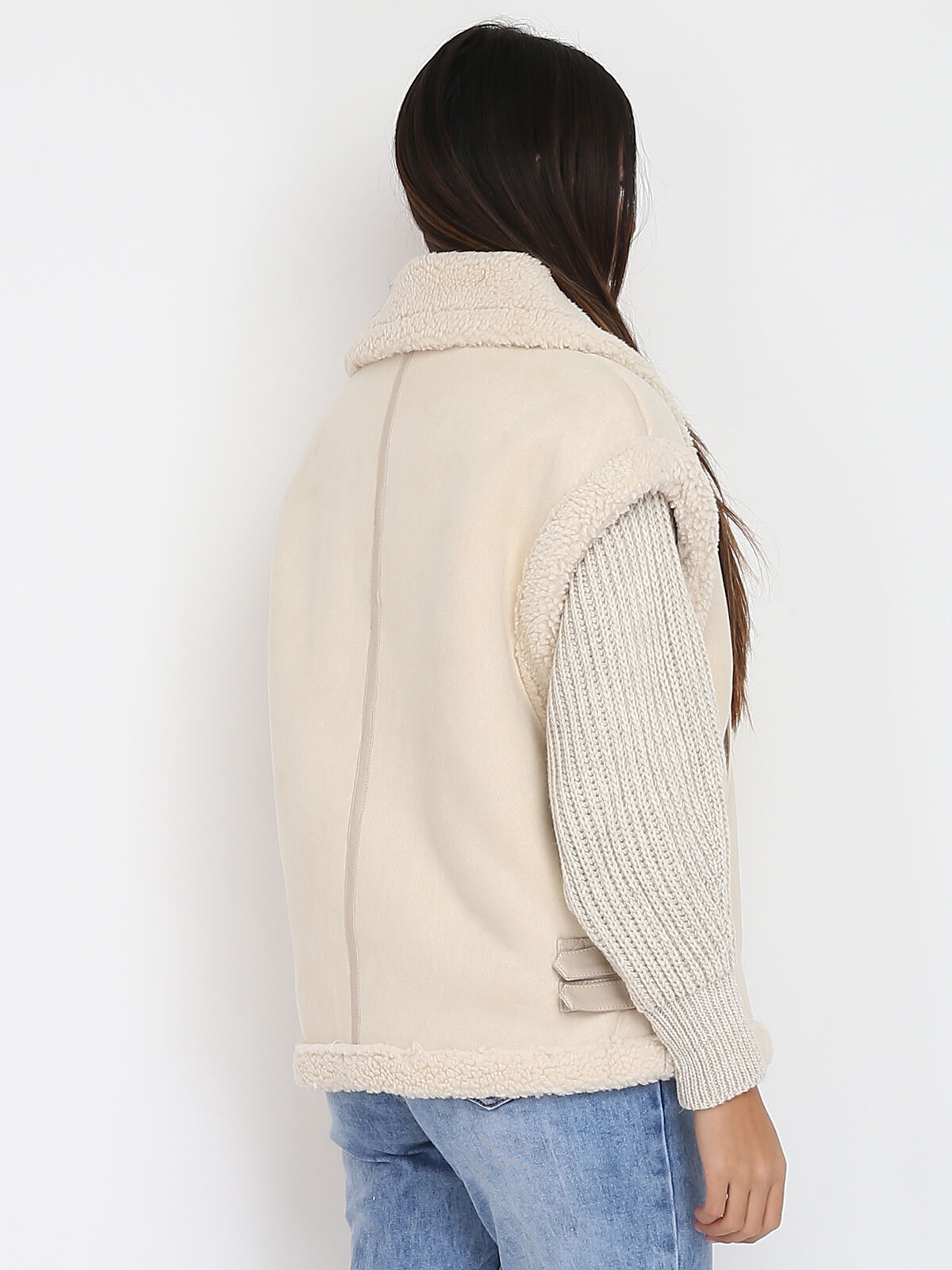 Manteau aviateur sans manches- Beige