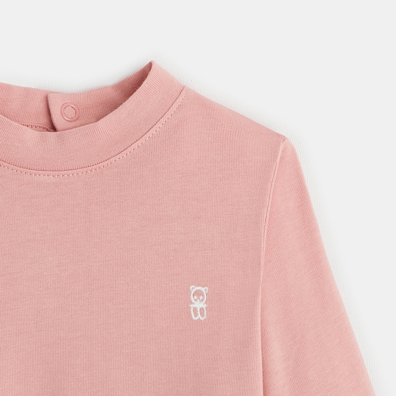 T-shirt uni petit col montant (lot de 3) rose bébé fille