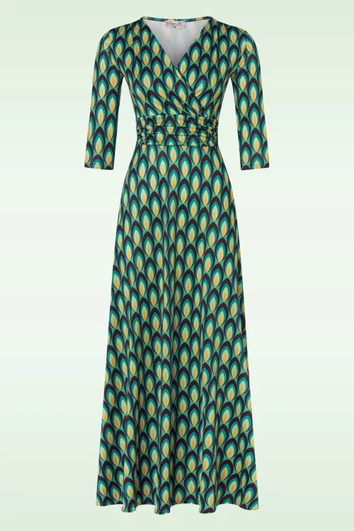 Vintage Chic for Topvintage Vivian Retro maxi jurk in teal