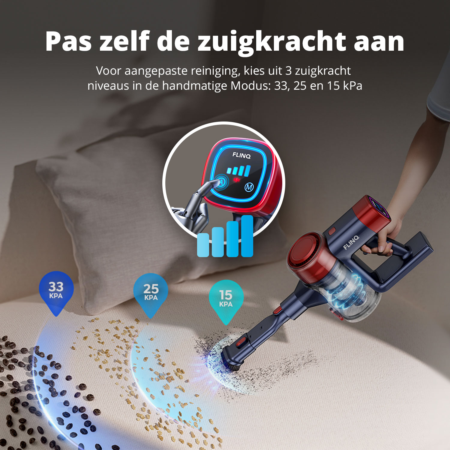 FlinQ V12 Steelstofzuiger en kruimeldief - Red