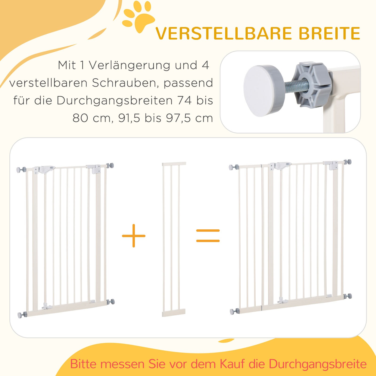 PawHut Türschutzgitter mit Doppelverriegelung weiß 86 x 104 cm (BxH)