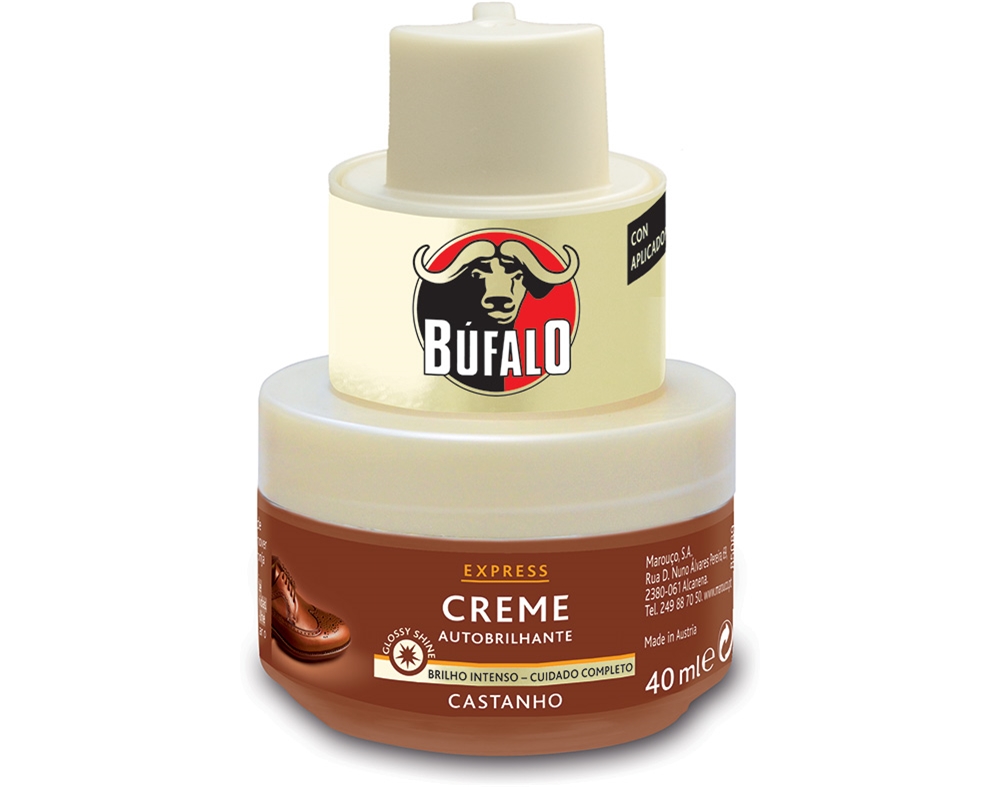 Creme Calçado Com Esponja Castanho Boião Búfalo 40ml