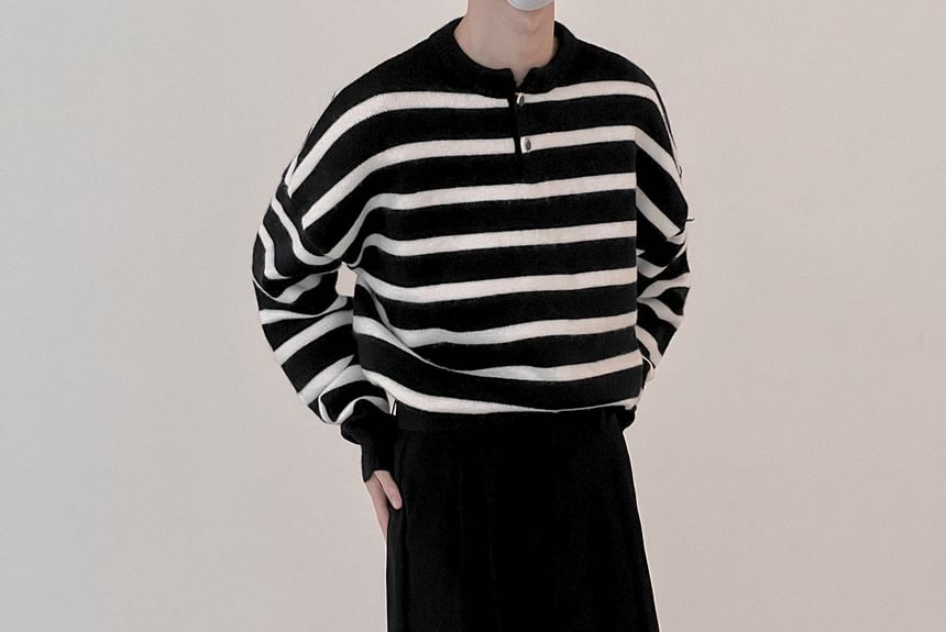 Adotuastic - Henley gestreepte trui