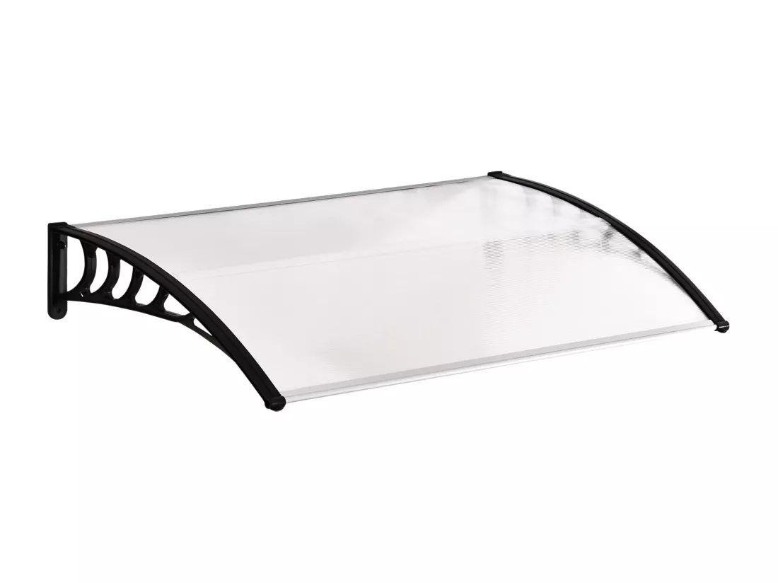 Auvent marquise de porte design voûté arrondi dim. 122L x 89l x 24H cm polycarbonate PP noir